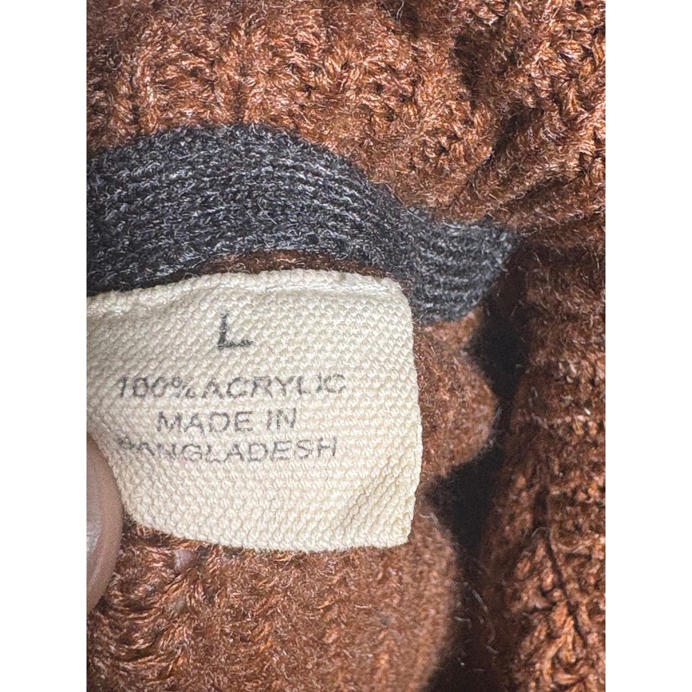 Weatherproof Vintage Mens Large Brown Acrylic Knit Mock Neck Button Sweater L - Picture 6 of 11